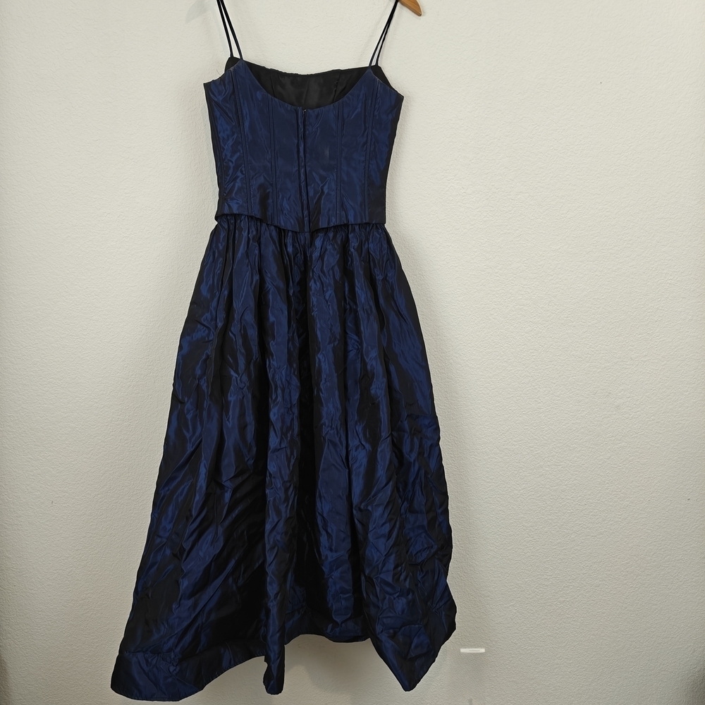 Gunne Sax Vintage 80s 90s Blue Iridescent Corset Princess Halloween Dress Small - Picture 8 of 11